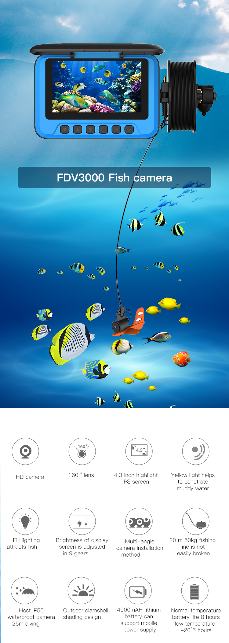 FDV3000 Outdoor Night Vision Fishing Camera